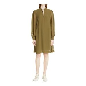 HUGO Boss DERINNE LONG SLEEVE SHIFT DRESS IN KHAKI